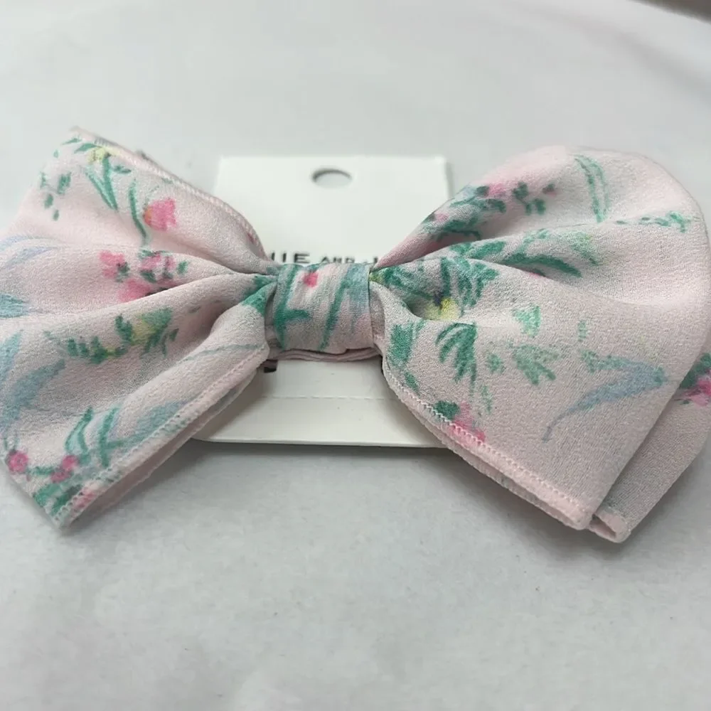 Janie and Jack Bunny Pink floral bow barrette New with tags one size